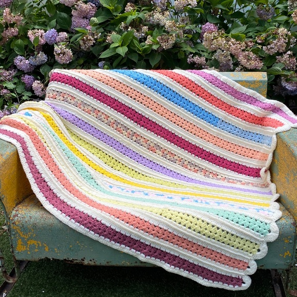 Vintage Other - Vintage 1970s Handmade Cottage Core Crochet Afghan
